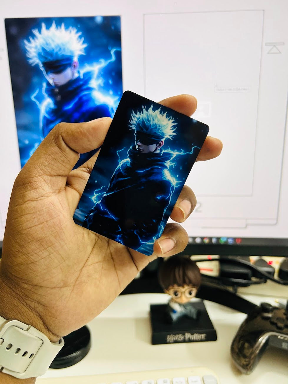 Gojo Satoru Premium PVC Anime Card – Double-Sided HD Print (Collectible Edition)